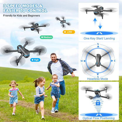 Drone with Camera for Adults and Kids, 1080P FPV Drone with Optical Flow Positioning, Grey